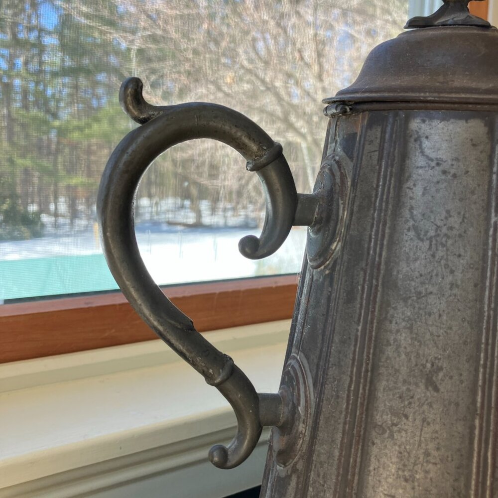 Antique Pewter Coffee Pot 11.5"h Farmhouse Country Americana Rustic Primitive - Picture 3 of 12